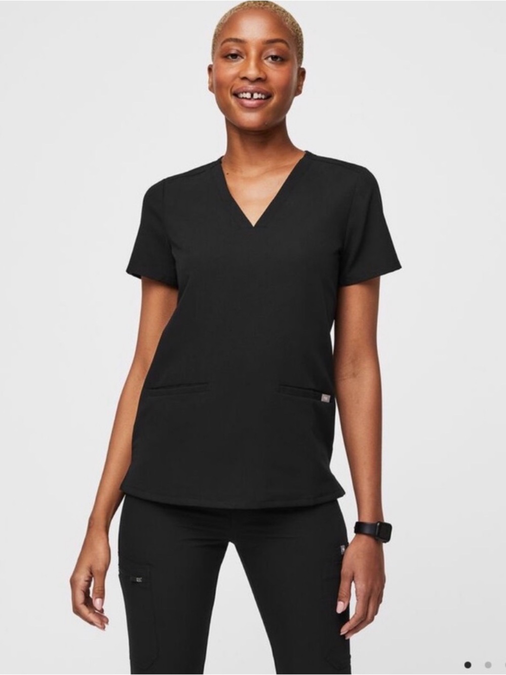 Figs Casma Black Scrub Top